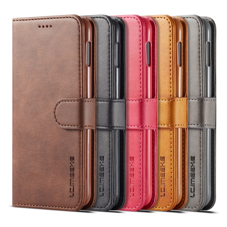 For Galaxy S10e LC.IMEEKE Calf Texture Horizontal Flip Leather Case, with Holder & Card Slots & Wallet(Rose Red)