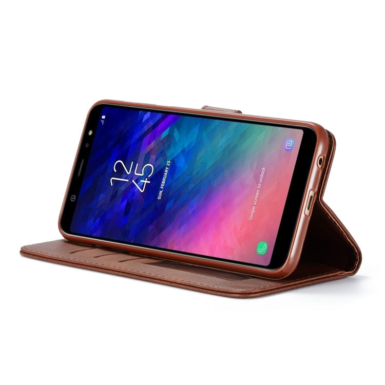 For Galaxy A6 Plus (2018) LC.IMEEKE Calf Texture Horizontal Flip Leather Case, with Holder & Card Slots & Wallet(Rose Red)