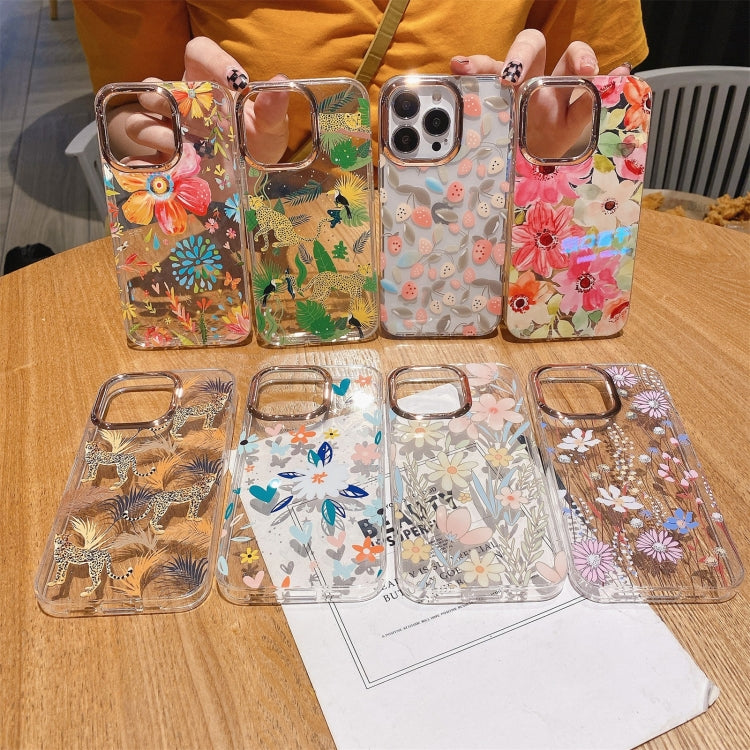 Glitter Powder Electroplating Flower Shockproof Phone Case, For iPhone 13, For iPhone 13 Pro, For iPhone 13 Pro Max