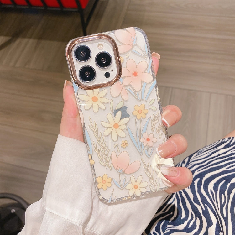 Glitter Powder Electroplating Flower Shockproof Phone Case, For iPhone 13, For iPhone 13 Pro, For iPhone 13 Pro Max