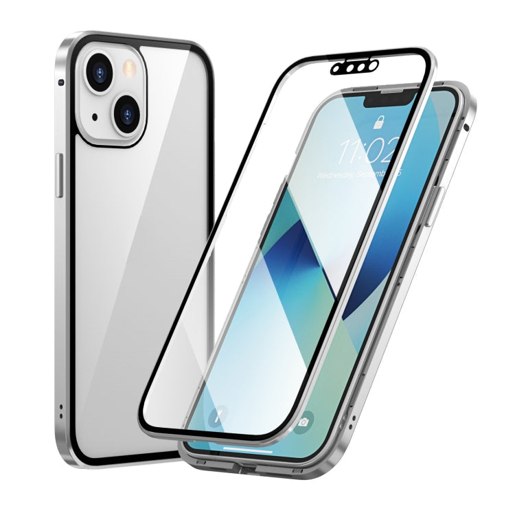 HD Magnetic Metal Frame Double-sided Tempered Glass Phone Case, For iPhone 13, For iPhone 13 Pro, For iPhone 13 Pro Max, For iPhone 13 mini