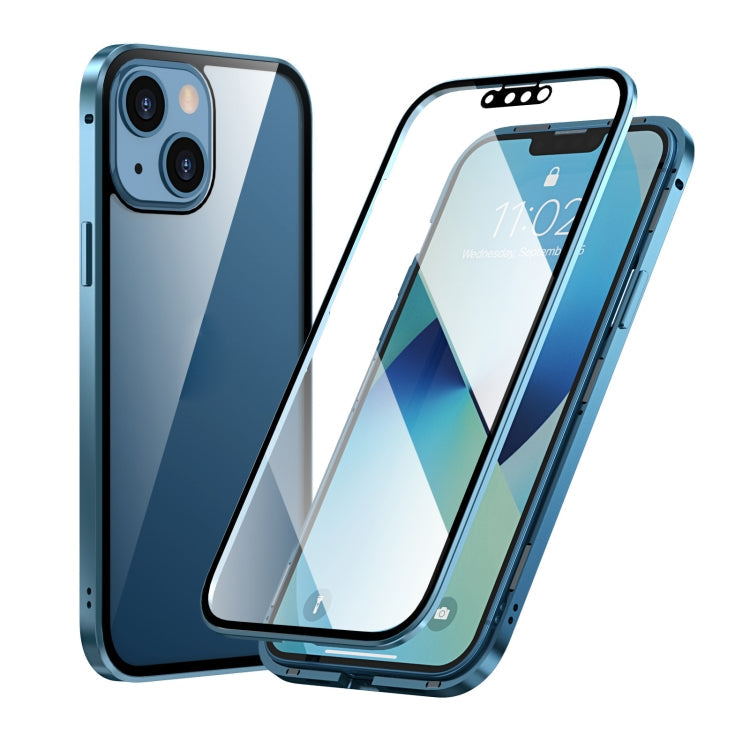 HD Magnetic Metal Frame Double-sided Tempered Glass Phone Case, For iPhone 13, For iPhone 13 Pro, For iPhone 13 Pro Max, For iPhone 13 mini