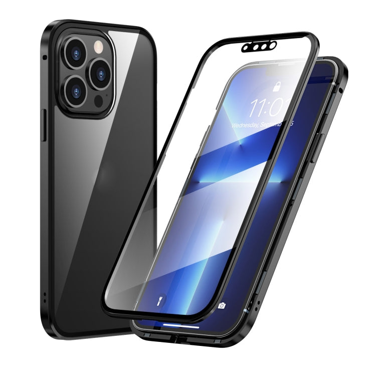 HD Magnetic Metal Frame Double-sided Tempered Glass Phone Case, For iPhone 13, For iPhone 13 Pro, For iPhone 13 Pro Max, For iPhone 13 mini