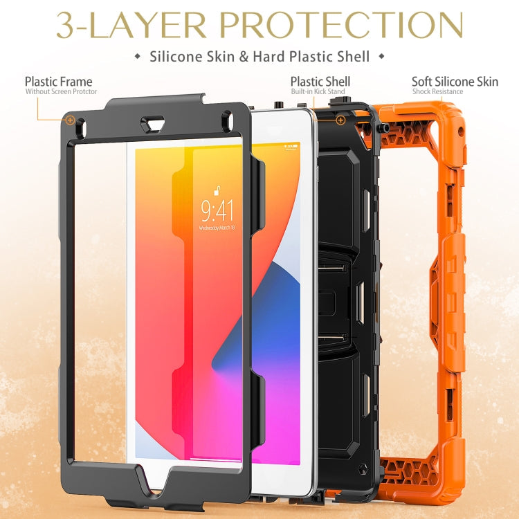 Shockproof Colorful Silicone + Black PC Tablet Protective Case with Holder & Shoulder Strap, For iPad 9.7 2018 / 2017