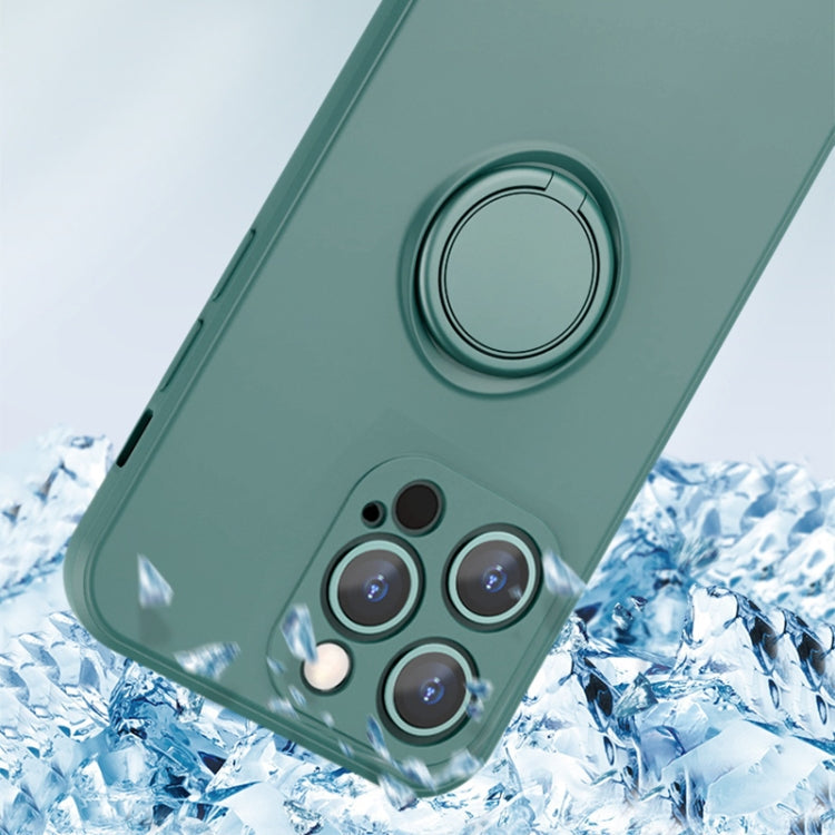 All-inclusive Liquid Silicone Phone Protective Case with Ring Holder & Lanyard, For iPhone 13 Pro Max