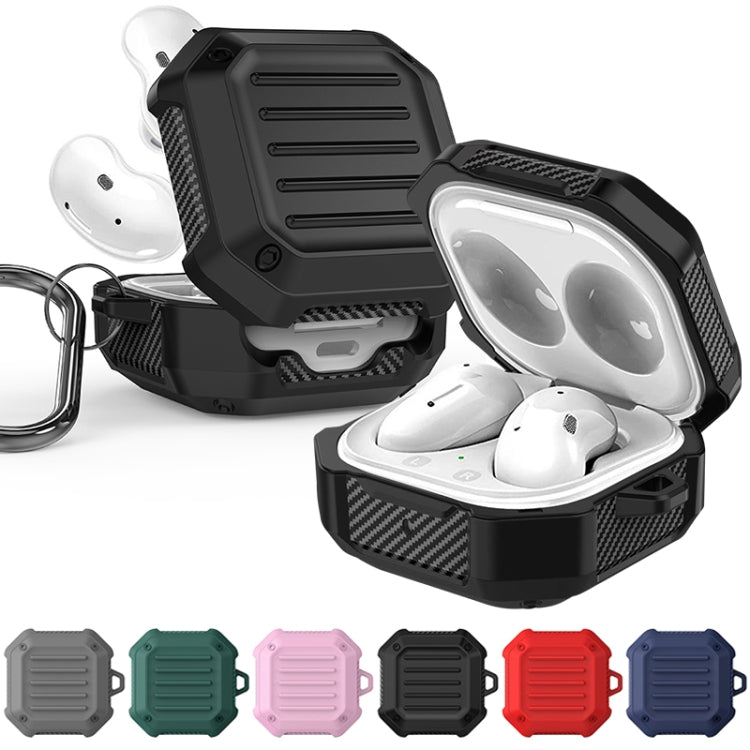 For Samsung Galaxy Buds Live / Buds 2 / Buds Pro / Buds 2 Pro Shockproof Carbon Fiber Luggage Earphone Protective Case with Hook(Red)