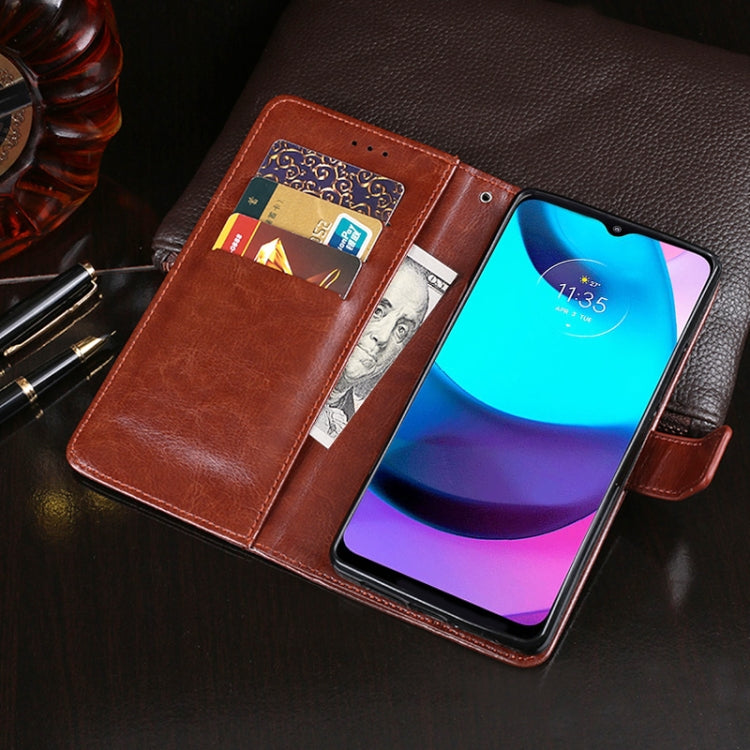 For Motorola Moto E20 idewei Crazy Horse Texture Leather Phone Case with Holder & Card Slots & Wallet(Sky Blue)
