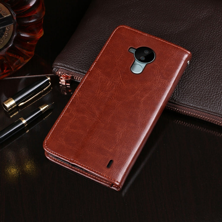 For Nokia C30 idewei Crazy Horse Texture Leather Phone Case with Holder & Card Slots & Wallet(White)