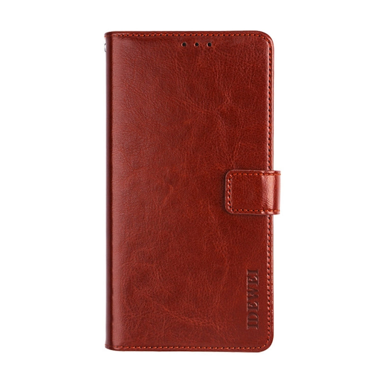 For OnePlus 9RT 5G idewei Crazy Horse Texture Leather Phone Case with Holder & Card Slots & Wallet(Brown)