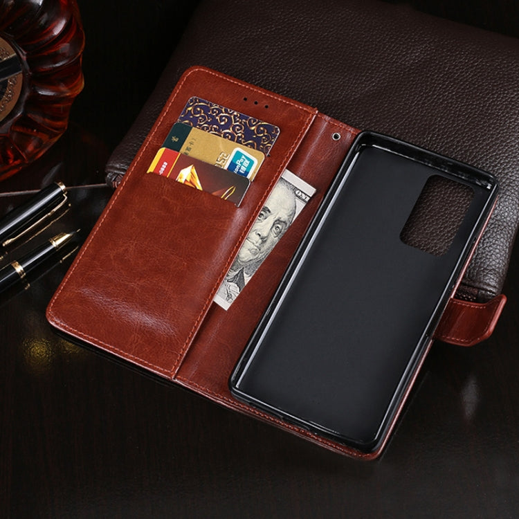 For OnePlus 9RT 5G idewei Crazy Horse Texture Leather Phone Case with Holder & Card Slots & Wallet(Brown)