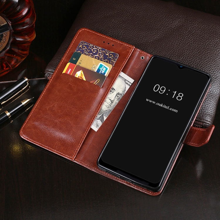 For Oukitel C25 idewei Crazy Horse Texture Leather Phone Case with Holder & Card Slots & Wallet(Rose Red)