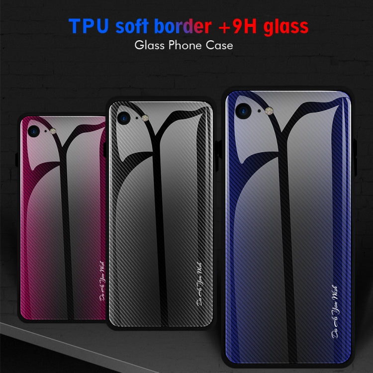 For iPhone SE 2022 / SE 2020 / 8 / 7 Texture Gradient Glass Protective Case(Dark Blue)