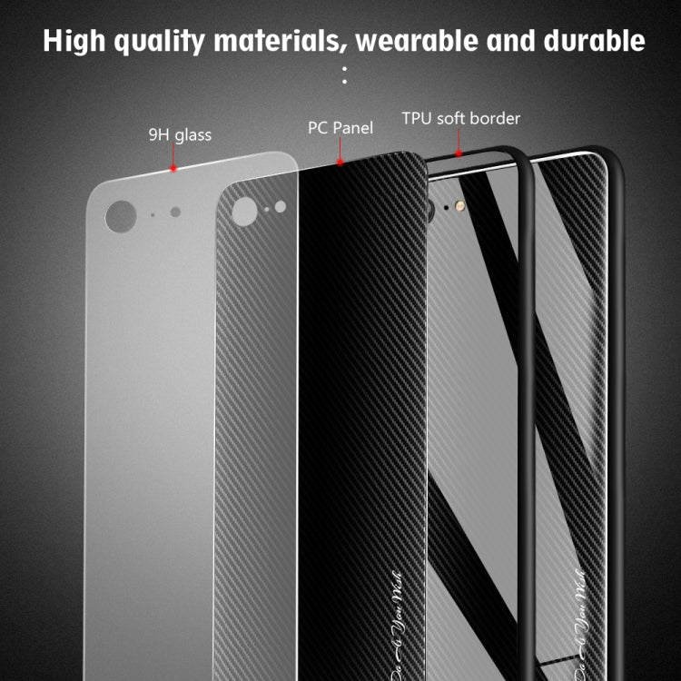 For iPhone SE 2022 / SE 2020 / 8 / 7 Texture Gradient Glass Protective Case(Dark Blue)