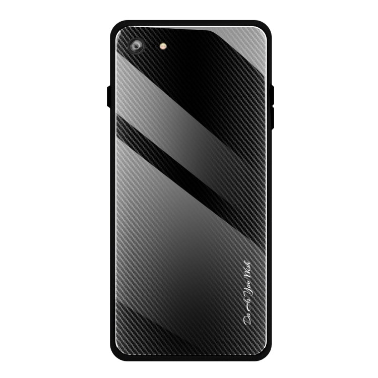 For iPhone SE 2022 / SE 2020 / 8 / 7 Texture Gradient Glass Protective Case(Black)