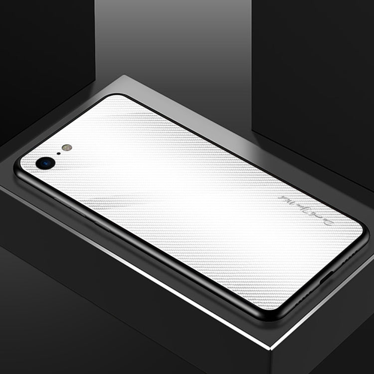 For iPhone SE 2022 / SE 2020 / 8 / 7 Texture Gradient Glass Protective Case(White)