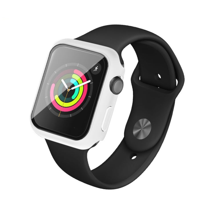 IMAK Shockproof PC Protective Case with Tempered Glass Film For Apple Watch Series 3 & 2 & 1 42mm(White)