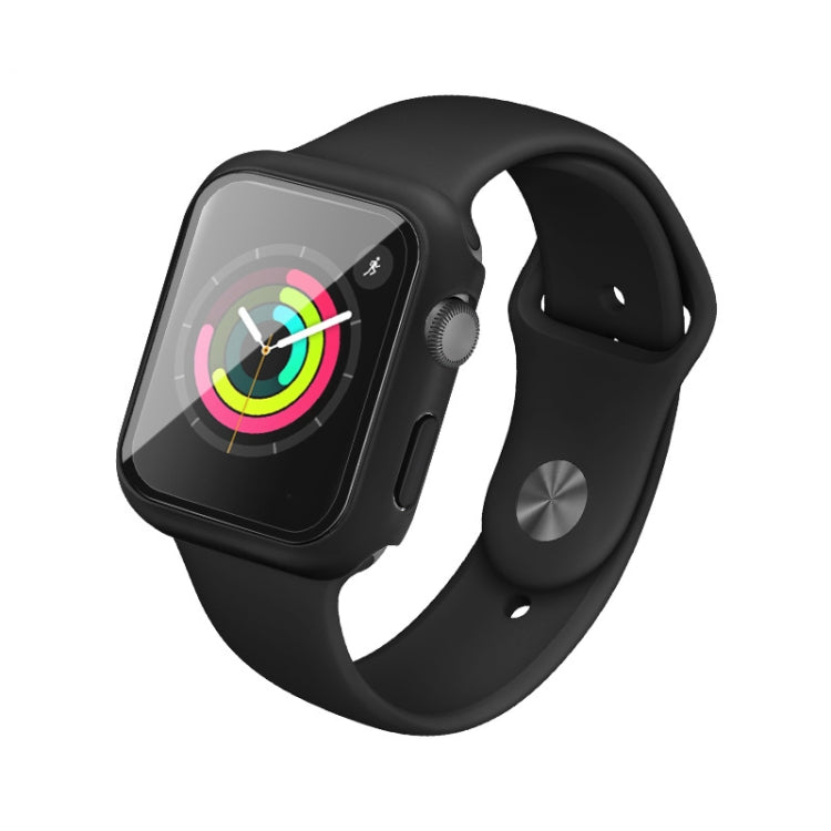 IMAK Shockproof PC Protective Case with Tempered Glass Film For Apple Watch Series 3 & 2 & 1 42mm(Black)