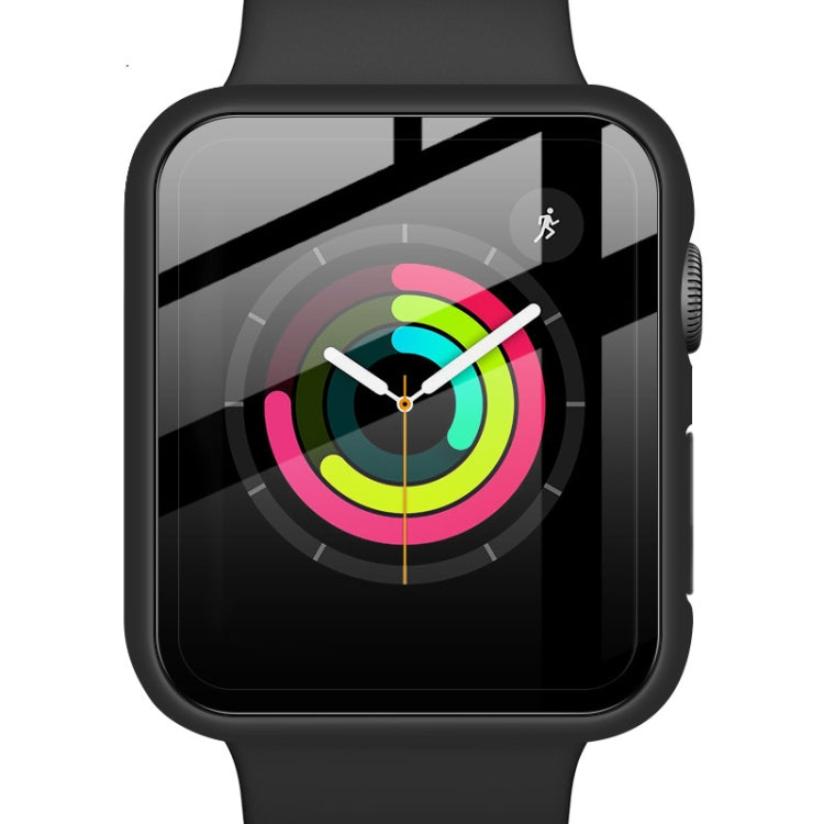 IMAK Shockproof PC Protective Case with Tempered Glass Film For Apple Watch Series 3 & 2 & 1 42mm(Black)