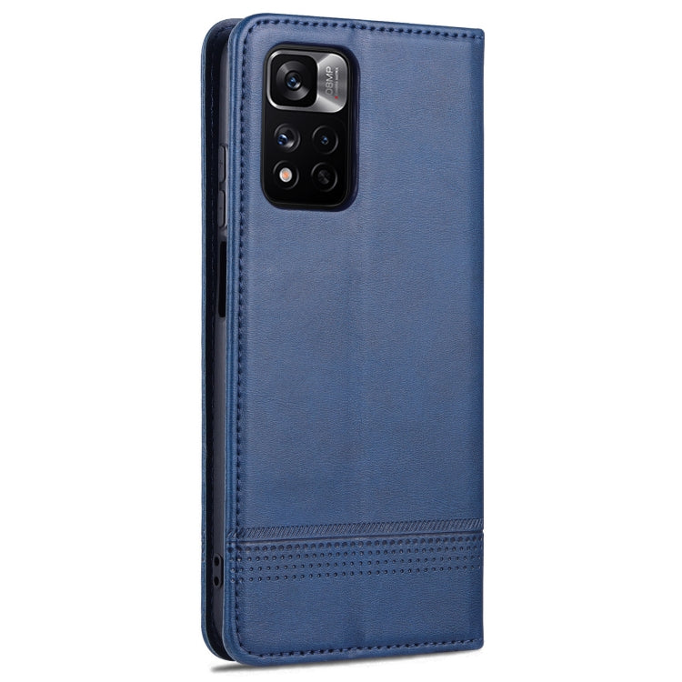 For Xiaomi Redmi Note 11 Pro / Note 11 Pro+ AZNS Magnetic Calf Texture Horizontal Flip Leather Phone Case(Dark Blue)