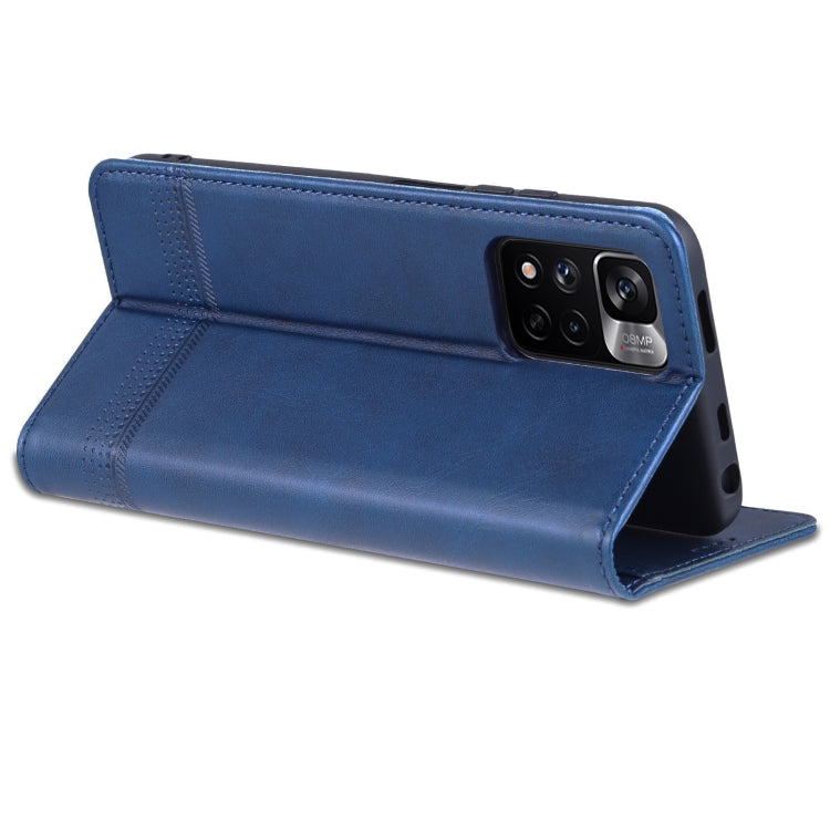 For Xiaomi Redmi Note 11 Pro / Note 11 Pro+ AZNS Magnetic Calf Texture Horizontal Flip Leather Phone Case(Dark Blue)