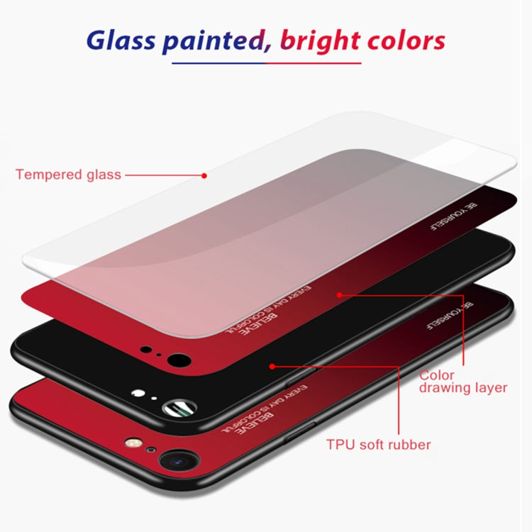 For iPhone SE 2022 / SE 2020 / 8 / 7 Gradient Color Glass Case(Purple)