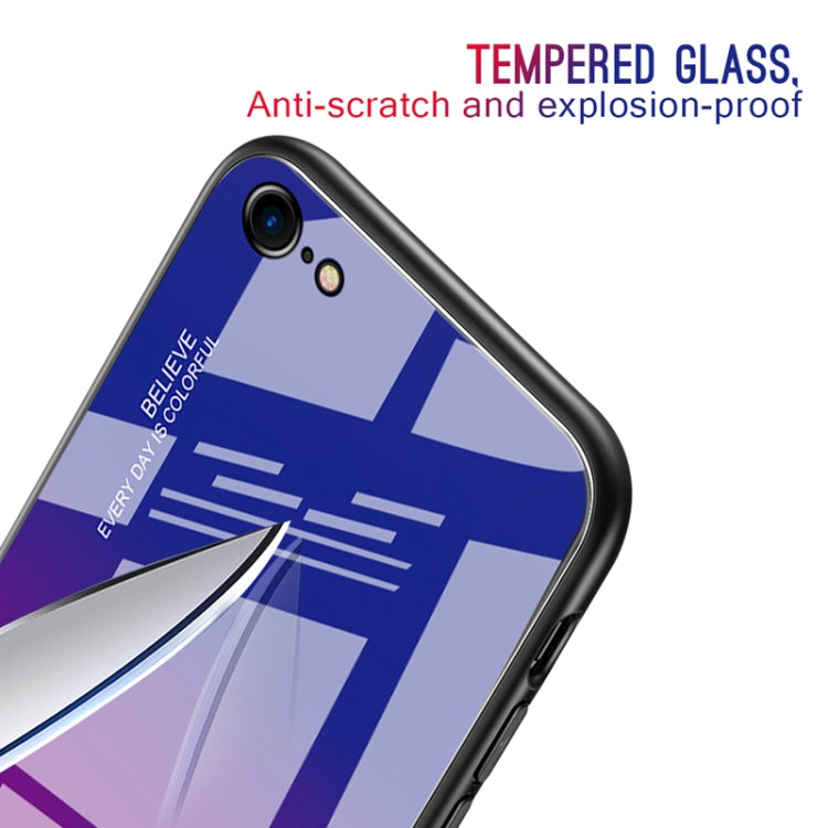 For iPhone SE 2022 / SE 2020 / 8 / 7 Gradient Color Glass Case(Purple)