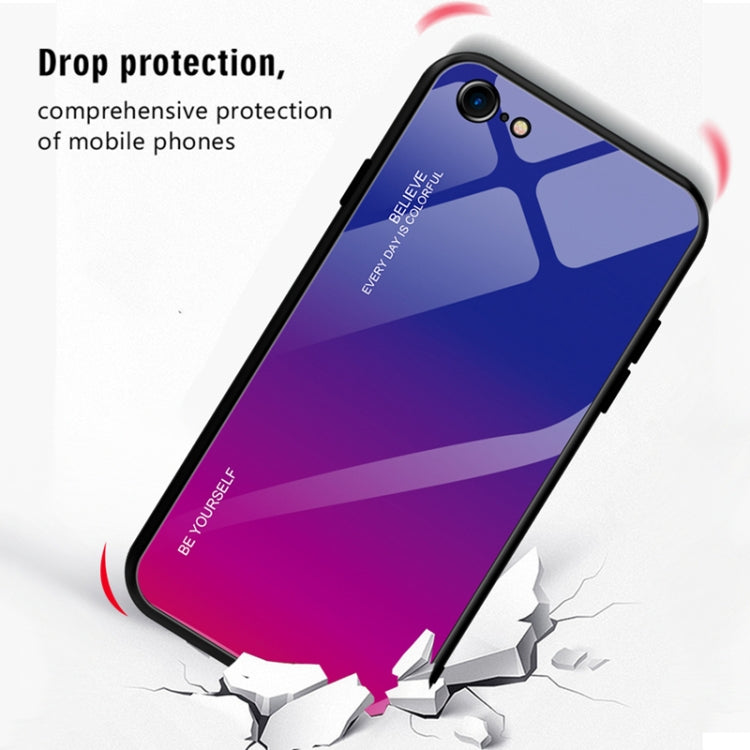 For iPhone SE 2022 / SE 2020 / 8 / 7 Gradient Color Glass Case(Red)