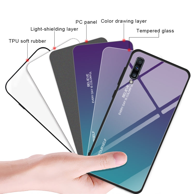 Gradient Color Glass Case, For Galaxy A70, For Galaxy M10, For Galaxy M30