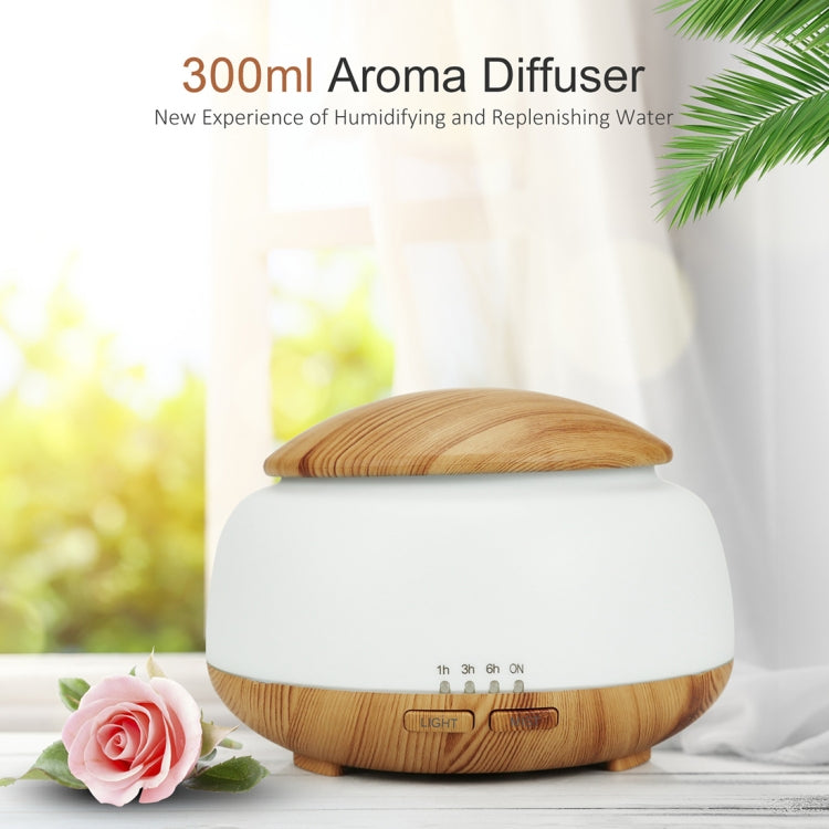Wood Grain Humidifier Air Purifier Ultrasonic Atomization Household Aromatherapy Machine with Colorful LED Light Automatic Alcohol Sprayer, Plug Specification:UK Plug(Dark Brown)