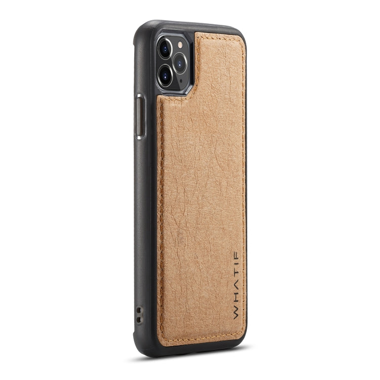 For iPhone 11 Pro Max WHATIF Kraft Paper TPU + PC Full Coverage Protective Case(Brown)