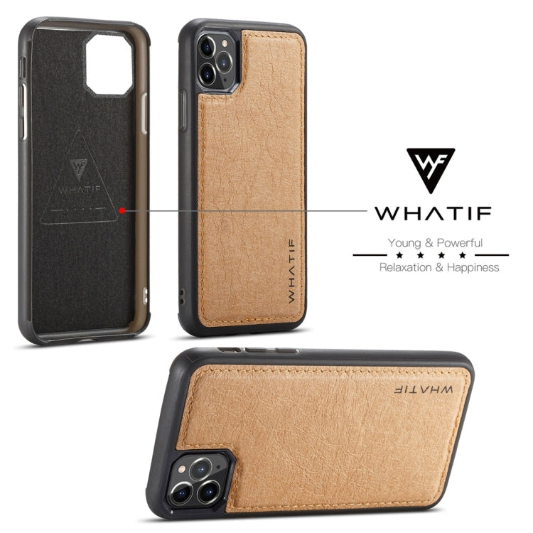 For iPhone 11 Pro Max WHATIF Kraft Paper TPU + PC Full Coverage Protective Case(Brown)
