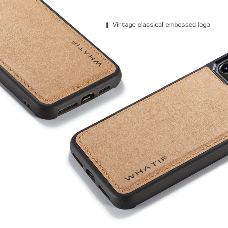 For iPhone 11 Pro Max WHATIF Kraft Paper TPU + PC Full Coverage Protective Case(Brown)