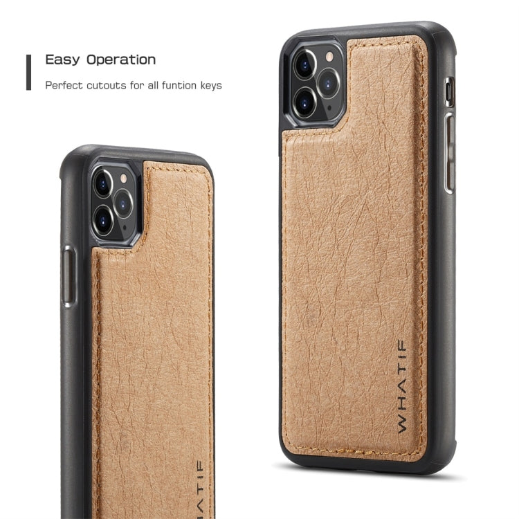 For iPhone 11 Pro Max WHATIF Kraft Paper TPU + PC Full Coverage Protective Case(Brown)