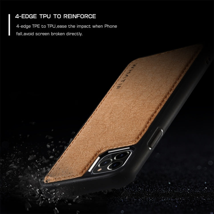 For iPhone 11 Pro Max WHATIF Kraft Paper TPU + PC Full Coverage Protective Case(Brown)