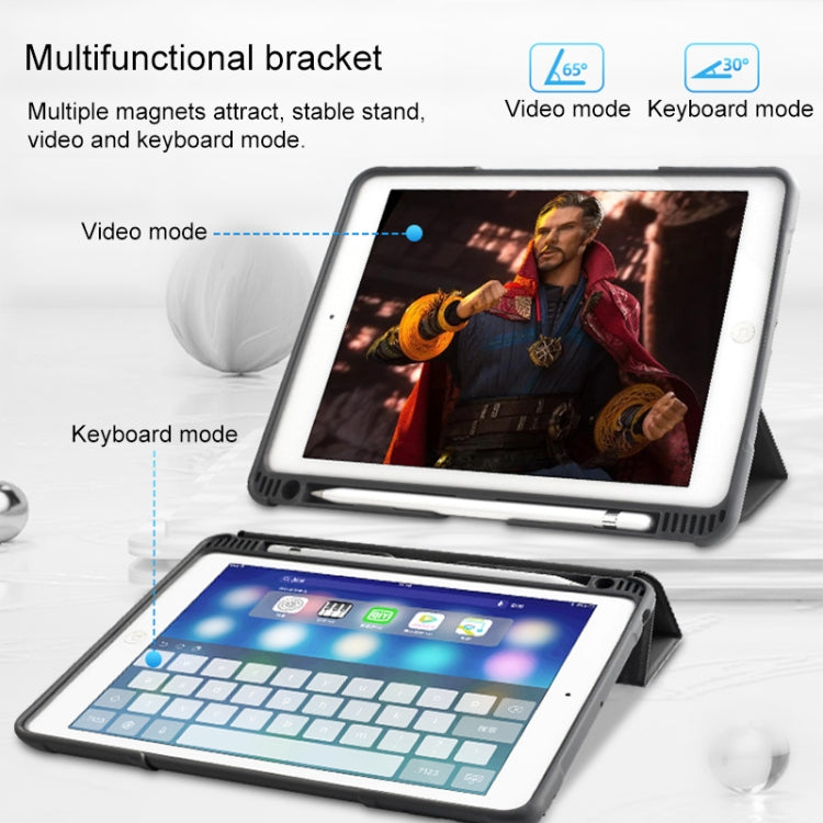 For iPad 10.2 Mutural Horizontal Flip PC + TPU + PU Leather Case with Holder & Pen Slot(Black)