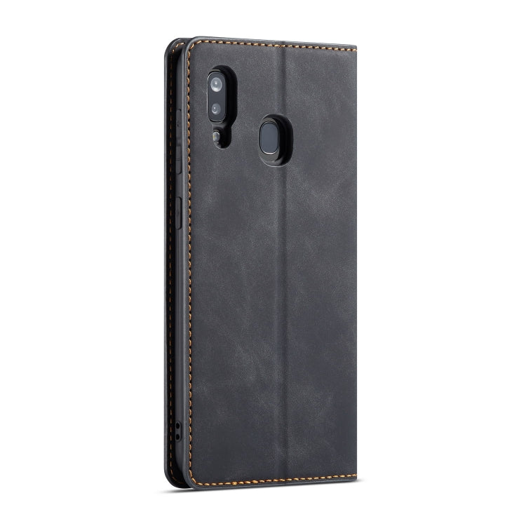 For Galaxy A20 Forwenw Dream Series Oil Edge Strong Magnetism Horizontal Flip Leather Case with Holder & Card Slots & Wallet & Photo Frame(Black)