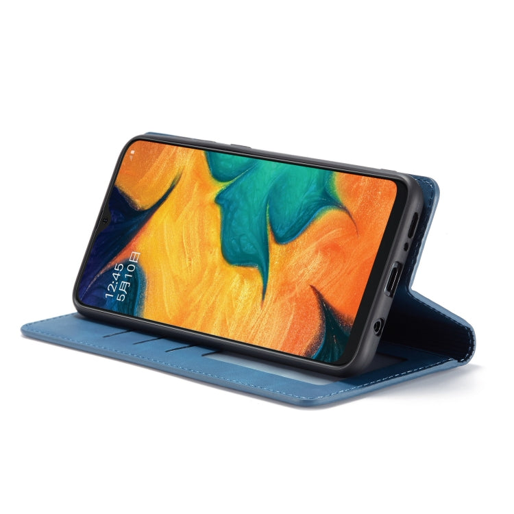 For Galaxy A20 Forwenw Dream Series Oil Edge Strong Magnetism Horizontal Flip Leather Case with Holder & Card Slots & Wallet & Photo Frame(Blue)