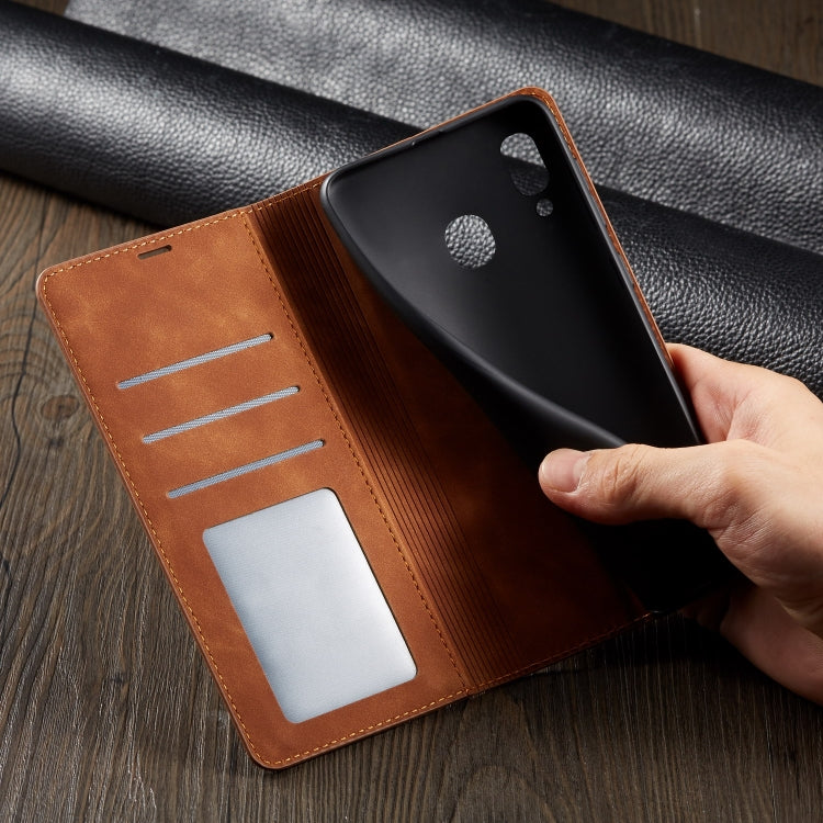 For Galaxy A20 Forwenw Dream Series Oil Edge Strong Magnetism Horizontal Flip Leather Case with Holder & Card Slots & Wallet & Photo Frame(Brown)
