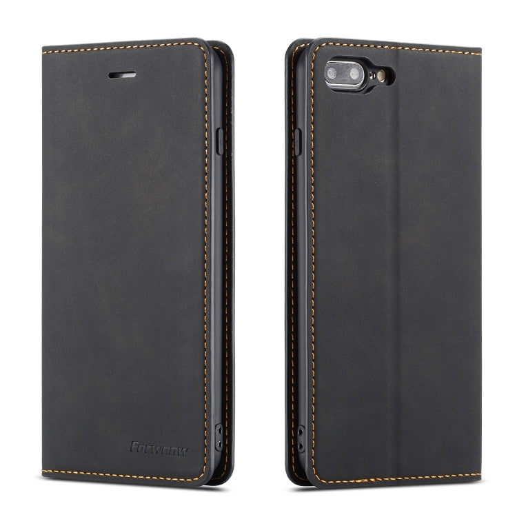 For iPhone 8 Plus / 7 Plus Forwenw Dream Series Oil Edge Strong Magnetism Horizontal Flip Leather Case with Holder & Card Slots & Wallet & Photo Frame(Black)