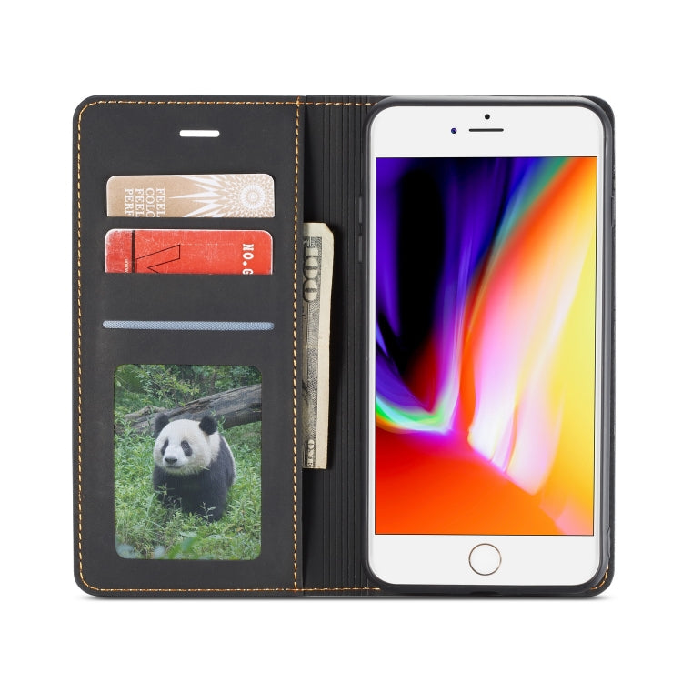 For iPhone 8 Plus / 7 Plus Forwenw Dream Series Oil Edge Strong Magnetism Horizontal Flip Leather Case with Holder & Card Slots & Wallet & Photo Frame(Black)