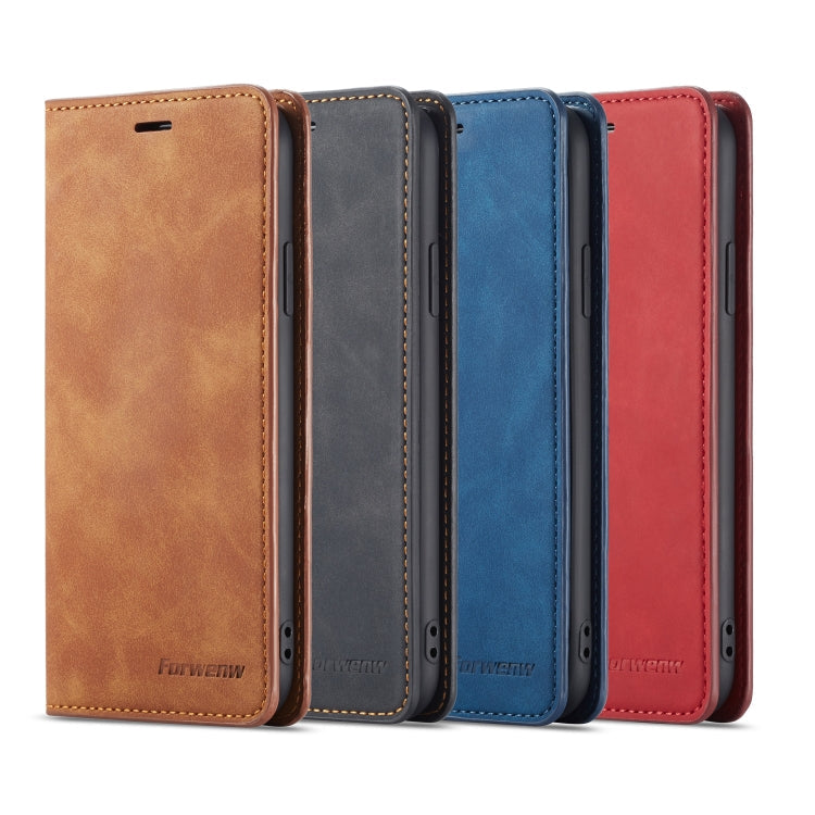 For iPhone XR Forwenw Dream Series Oil Edge Strong Magnetism Horizontal Flip Leather Case with Holder & Card Slots & Wallet & Photo Frame(Blue)