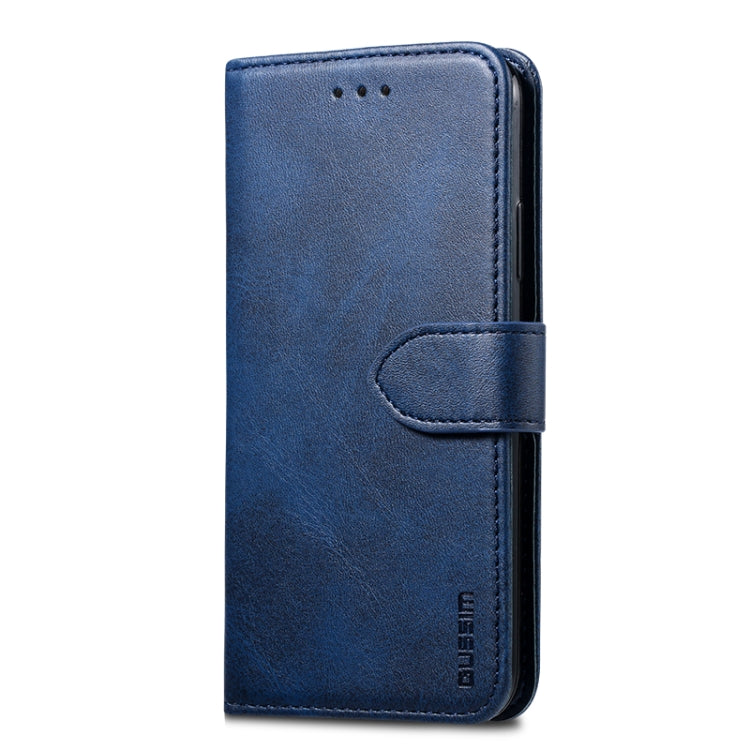 For iPhone 8  / 7 GUSSIM Magnetic Horizontal Flip Leather Case with Holder & Card Slots & & Wallet(Blue)