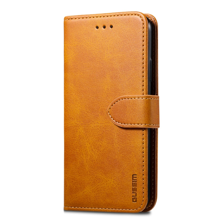 For iPhone X / XS GUSSIM Magnetic Horizontal Flip Leather Case with Holder & Card Slots & & Wallet(Yellow)