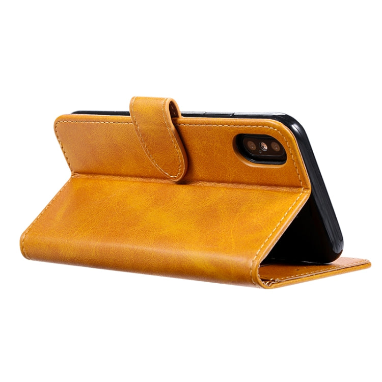 For iPhone XR GUSSIM Magnetic Horizontal Flip Leather Case with Holder & Card Slots & Wallet(Brown)