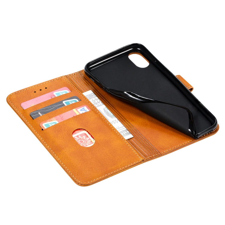 For iPhone XR GUSSIM Magnetic Horizontal Flip Leather Case with Holder & Card Slots & Wallet(Brown)