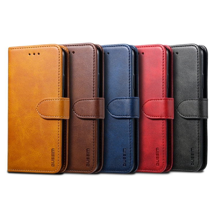 For iPhone XR GUSSIM Magnetic Horizontal Flip Leather Case with Holder & Card Slots & Wallet(Brown)