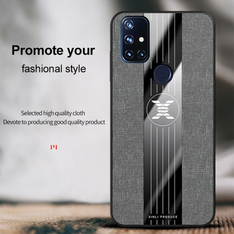 For OnePlus Nord N10 5G XINLI Stitching Cloth Texture Shockproof TPU Phone Case(Grey)