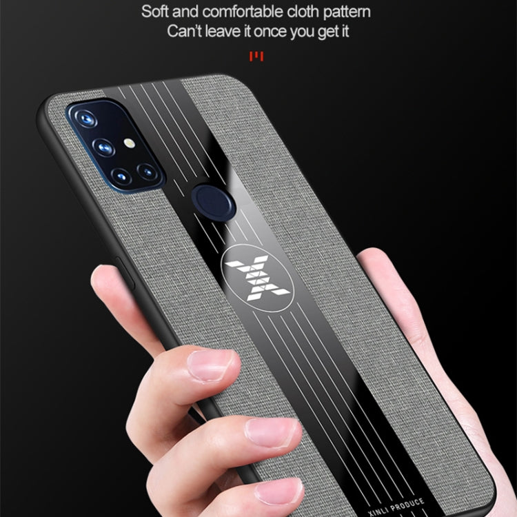 For OnePlus Nord N10 5G XINLI Stitching Cloth Texture Shockproof TPU Phone Case(Blue)