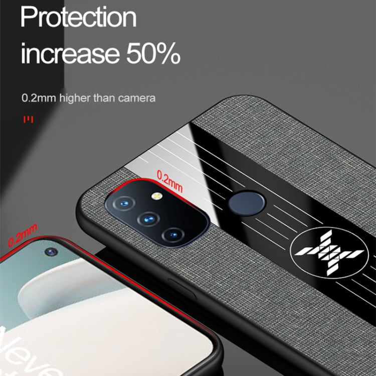 For OnePlus Nord N100 XINLI Stitching Cloth Texture Shockproof TPU Phone Case(Grey)