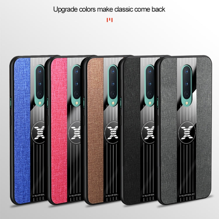 For OnePlus 8 XINLI Stitching Cloth Texture Shockproof TPU Phone Case(Brown)